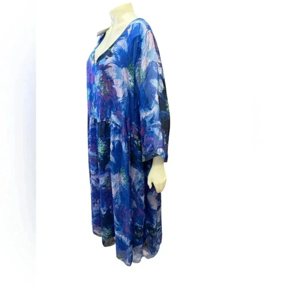 💥HOST PICK💥 Angela Moda NWT Dress 30% Silk Blue/Purple/ Green Size XXL. - Picture 3 of 11